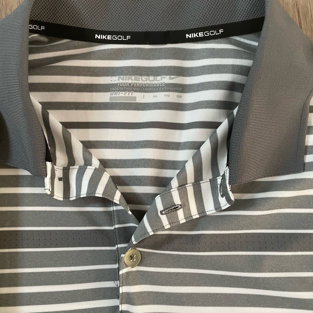 Nike Golf Polo Shirt Gray Striped XXL Excellent Condition - Picture 2 of 5
